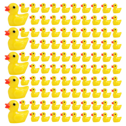 100 Pcs Yellow Tiny Ducks, Mini Resin Ducks Miniature Duck Figures Ornament for Craft, Dollhouse, Slime, Home Decorations Birthday Party Favors Gift