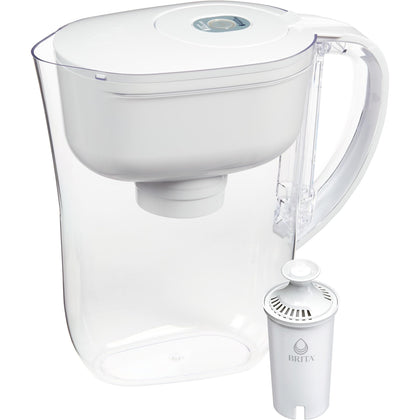 Brita Small 6 Cup Denali Water Filter Pitcher with 1 Brita Standard Filter, Made Without BPA, White