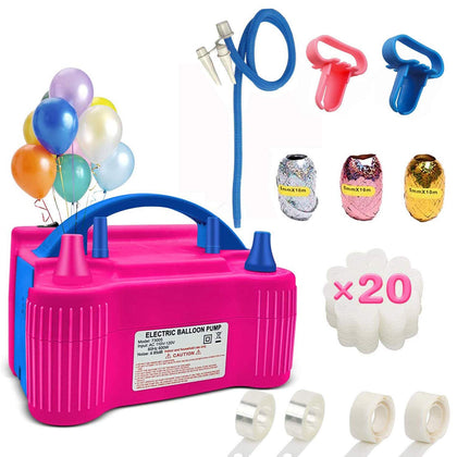 Balloons Pump Kit Electric Balloon Inflator/Blower for Rose Red 110V 600W Portable Dual Nozzle Electric Blower Pump for Party Decoration,Faster and Save Time