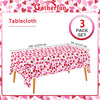 Valentine's Love 3-Pack Tablecloths: Waterproof & Disposable Plastic Covers, 54x108, Romantic Heart-Themed Decorations for Memorable Party Tables