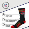 For Bare Feet NFL Youth 4 Stripe Deuce Crew Sock, San Francisco 49ers, One Size