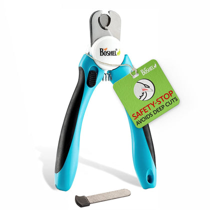 BOSHEL Dog Nail Clippers - Dog Nail Trimmers for Large Dog with Quick Sensor - Pet Nail Clippers for Dogs - Heavy Duty Pet Nail Trimmer with Safety Guard & Dog Nail File Safe at Home Grooming