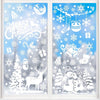 SULOLI Xmas Window Clings Decoration, 141 Static Snow Flakes Stickers Merry Christmas Window Decals for Christmas Party Supplies (8 Sheets)