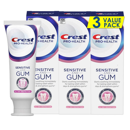 Crest Pro-Health Gum and Sensitivity, Sensitive Toothpaste, All Day Protection, 3.7 oz, Pack of 3