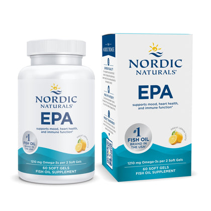 Nordic Naturals EPA, Lemon - 60 Soft Gels - 1210 mg Omega-3 - High-Intensity EPA Formula for Positive Mood, Heart Health & Healthy Immunity - 30 Servings