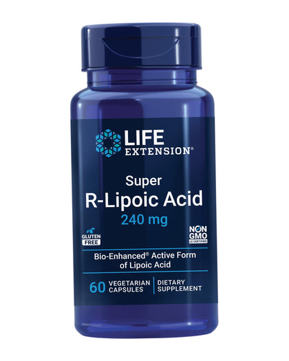 Life Extension Super R-Lipoic Acid - Longevity Supplement for Oxidative Stress Defense - with 240 mg of Active R-Form of R-Lipoic Acid - Gluten-Free - Non-GMO - Vegetarian - 60 Capsules