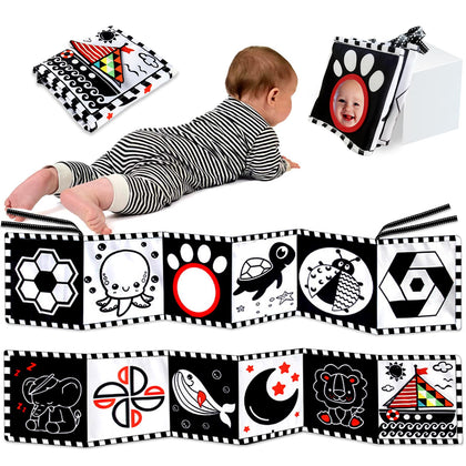 Forinces Black and White Baby Book - High Contrast Baby Toys for Newborn 0 1 2 3 4 5 6 7 8 9 10 11 12 Months Tummy Time Toy for Babies 0-6 Month Montessori Sensory Soft Cloth Book 0-3 6-12 Month Gift