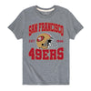 Junk Food Clothing x NFL - San Francisco 49ers - Team Helmet - Kids Short Sleeve T-Shirt for Boys and Girls - Size Small
