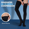 Compression Thigh High for Men with Grip Top 20-30mmHg - Opaque Over Knee Compression Stockings for Circulation during Sports, Athletic, Travel, Airplane - Black, Large - A2017BL3