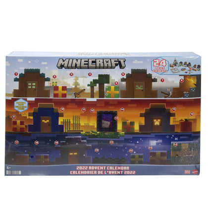 Mattel Minecraft Mob Head Minis Advent Calendar Featuring Pixelated Video-Game Character Figures with Giant Heads, Collectible Toy Gift for Fans Ages 6 Years & Older