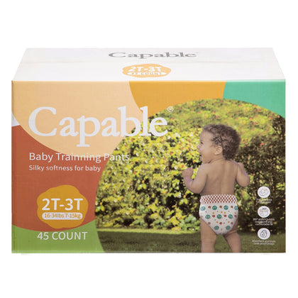 Capable Potty Training Pants, Double U Leak-Proof Training Diapers for Toddlers, Silky Soft, Size 2T-3T, 45 Count