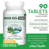Maxi Health Vitamin D3 5000 IU Dietary Supplement - Easy to Swallow - Odorless & Tasteless - Supports Calcium Absorption, Immune Health and Bone Health in Adult Women & Men - 90 Tablets