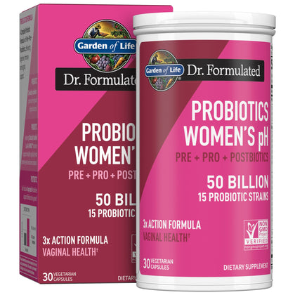 Garden of Life Dr Formulated Once Daily 3-in-1 Complete Prebiotics, Postbiotics & Probiotics for Women, PRE + PRO + POSTBIOTIC Supplement for Womens Digestive, Immune & Vaginal Health, 30 Day Supply