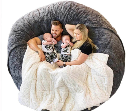 4FT Giant Fur Bean Bag Chair Cover, Ultra Soft Bean Bag Bed for Adults (No Filler, Cover only), Big Round Soft Fluffy Faux Fur Bean Bag Lazy Sofa Bed Cover, Machine Washable Big Size Bean Bag Cover