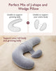 Momcozy Pregnancy Pillow, Original F Shaped Maternity Pillow for Pregnant Women with Adjustable Wedge Pillow, Full Body Support Pregnancy Pillows for Side Sleeping with Velvet Cover, Grey