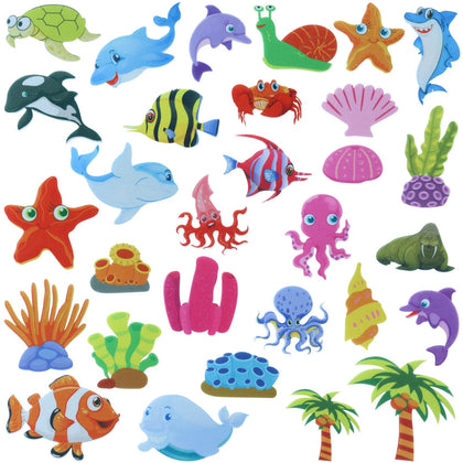 BXI 30 Pcs Ocean Felt Board Story Pieces Set for Toddlers, Preschool & Kindergarten, Precut Felt Marine Life Figures for Preschool Crafts Activity Early Learning Storytelling