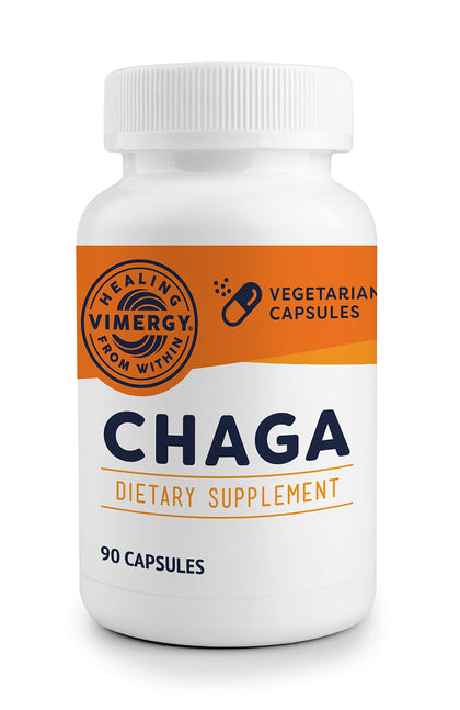 Vimergy Chaga Mushroom Capsules, 30 Servings - Real Mushroom Herbal Supplement for Cardiovascular Support - Kosher, Non-GMO, Gluten-Free, Vegan, Paleo - 100% Pure Chaga with Zero Fillers (90 Count)