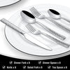 Hammered Silverware Set, 40-Piece Stainless Steel Square Flatware Set for 8, Food-Grade Tableware Cutlery Set, Utensil Sets for Home Restaurant, Mirror Finish, Dishwasher Safe