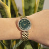 Anne Klein Women's Premium Crystal Accented Gold-Tone Bracelet Watch, AK/2230GNGB