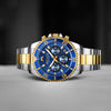 MEGALITH Mens Watches with Stainless Steel Waterproof Analog Quartz Fashion Business Blue Chronograph Watch for Men, Auto Date