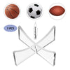 HEMYLU Basketball Stand, 3-Pack Acrylic Ball Stand for Display, Clear Storage Holder for Football Basketball Soccer Volleyball Rugby