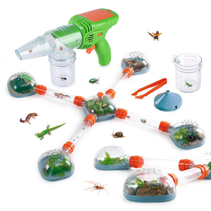 Bug Catcher Kit for Kids, Outdoor Explorer Toys for Kids Ages 4-6 6-8, Bug Vacuum Catcher Gun, Critter Keeper Habitat, Live Insect Terrarium Kit, Observation Cup, Tweezers, Gift for 4 5 6 7 8+ Boys