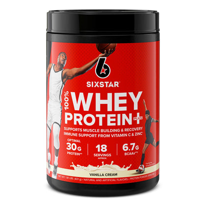 Six Star Whey Protein Powder Plus Whey Protein Isolate & Peptides Lean Protein Powder for Muscle Gain Muscle Builder for Men & Women Vanilla Cream, 1.8 lbs (Package Varies)