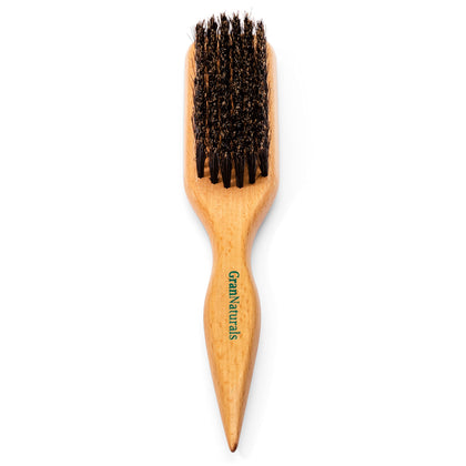 GranNaturals Wide Boar Bristle Teasing Brush & Smoothing Brush for Slick Back Hair, Edge Control, Backcombing to Create Sleek Hairstyle - Wooden Wide Rat Tail for Hair Sectioning
