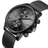 GOLDEN HOUR Mens Watch Fashion Sport Quartz Analog Mesh Stainless Steel Waterproof Chronograph Watches, Auto Date in Grey Hands, Color: Black