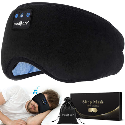 MUSICOZY Sleep Headphones Bluetooth 5.2 Headband Sleeping Eye Mask for Mom Women Men Wireless Music Earbuds Earphones for Side Sleepers Built-in HD Speakers Cool Gadgets Unique Gifts