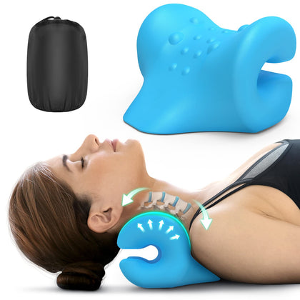 MAZORI Odorless Neck Stretcher for Neck Pain Relief 2 Modes, Neck Cervical Traction Device Pillow for Spine Alignment, Chiropractic Neck and Shoulder Relaxer for TMJ Headache Muscle Tension
