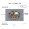 ezpz Happy Mat (Gray) New Version - 100% Silicone Suction Plate with Built-in Placemat for Toddlers + Preschoolers - Divided Plate - Dishwasher Safe