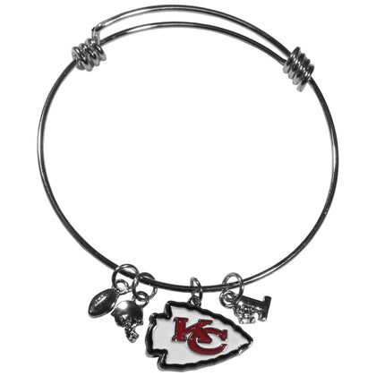 NFL Siskiyou Sports Womens Kansas City Chiefs Charm Bangle Bracelet One Size Team Color