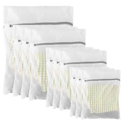 10 Pack Mesh Laundry Bags for Delicates with Non Rust Zipper- MDSXO White Laundry Bags Mesh Wash Bags, Easy Fit Bra, Sock,Lingerie,Sneaker,Baby Laundry for Washing Machine Travel Storage[1XL/3L/3M/3S]