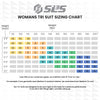 SLS3 Triathlon Suit Women - Supportive Compression Fabric Trisuit Women - One Piece Female Tri Suit - Womens Triathlon Suits, FRT Slim Athletic Fit, No Shelf Bra (Black/Martinica Blue Stripes, XL)