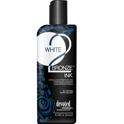 Devoted Creations White 2 Bronze Ink Tattoo and Color Fade Protecting Tanning Lotion 8.5 oz