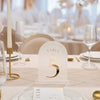 UNIQOOO Frosted Arch Wedding Table Numbers with Stands 1-20, Gold Foil Printed 5x7 Acrylic Signs and Holders, Perfect for Centerpiece, Reception, Decoration, Party, Anniversary, Event