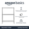 Amazon Basics 3-Shelf Narrow Adjustable, Heavy Duty Storage Shelving Unit (250 lbs loading capacity per shelf), Steel Organizer Wire Rack, Chrome, 23.2