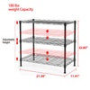 SINGAYE 3 Shelf Wire Shelving Unit Adjustable Storage Shelving 21.26W x 11.41D x 22.83H (Black)