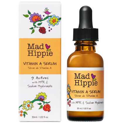 Mad Hippie Vitamin A Serum with Hyaluronic Acid - Hydrating Serum, Anti-Aging, Skin-Tightening, Skin-Brightening Serum, Exfoliating Retinoid Serum, Retinol Alternative, 1.02 Oz