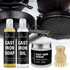 Culina Cast Iron Soap & Conditioning Oil & scrubbing salt & brush | All Natural Ingredients | Best for Cleaning, Non-stick Cooking & Restoring | for Cast Iron Cookware, Skillets