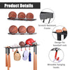 Mythinglogic Sports Equipment Storage Rack,Wall Mount Ball Storage Racks for garage, 3 Separate Ball Storage Organizer for Basketball, with Hooks