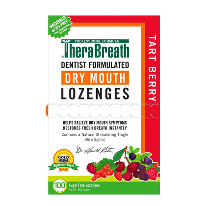 TheraBreath Dry Mouth Lozenges with ZINC, Tart Berry Flavor, 100 Lozenges
