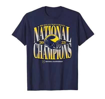 Michigan Wolverines 2023 CFP National Champions Strong Navy T-Shirt