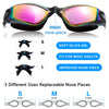 Keary Swim Goggles Pack of 2 Anti-Fog Swimming Goggles for Adults Women Men Youth Junior, No Leaking UV Protection Waterproof Mirrored Lens Triathlon Pool Goggles with 3 Size Nose Pieces & Earplugs