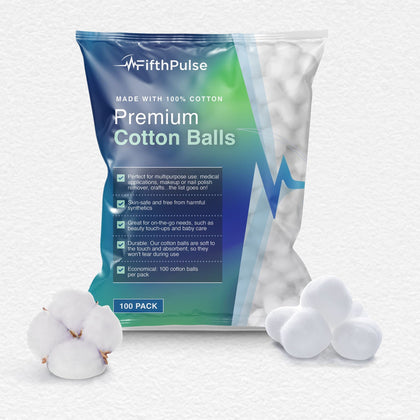Cotton Balls - Absorbent, Hypoallergenic for Sensitive Skin - Cotton Balls Bulk for Face, Crafts, Nail Polish Remover - 100 Count