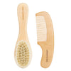 GREENTH PRO Baby Hair Bush and Comb Set -Nature Lotus Wood with Soft Goat Bristle and Pear Wood Comb for Newborns & Toddlers, Ideal for Cradle Cap