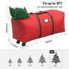 Winpull Rolling Christmas Tree Storage Bag Fits Up to 9 Ft Tall Disassembled Tree, Durable 600D Waterproof Oxford Fabric, Zippered Bag with Wheels & Handles, Heavy Duty Xmas Storage Container (Red)