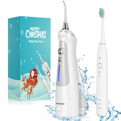 Gift for Men and Women,NBGRLVS Cordless Water Dental Flosser for Teeth Cleaning and Sonic Electric Toothbrush Combo,Water Dental Pick IPX7 Waterproof & DIY Design for Christmas and New Year Gifts