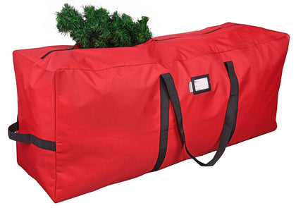 Primode Christmas Tree Storage Bag | Fits Up to 7-8 Ft. Disassembled Holiday Tree | 50 x 15 x 20 Tree Container | Durable 600D Oxford Material | Heavy Duty Xmas Storage Box (Red)